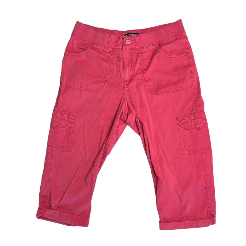 LEE Salmon Pink Relaxed Fit Cropped Cargo Capri Pants Women’s Size 14